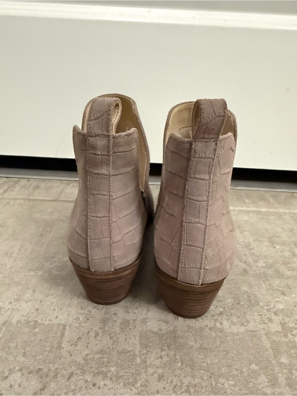 Sole Society Taupe Croc-Textured Pointed Ankle Booties - Picture 4 of 7